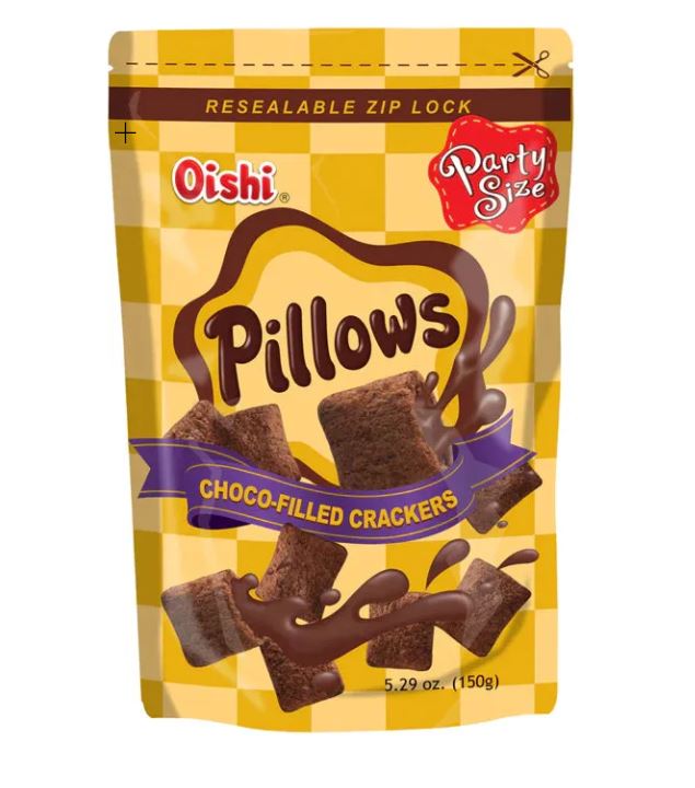 Oishi Pillow Cracker Choco Filled Family Size 150g